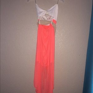 White & Neon Pink Dress